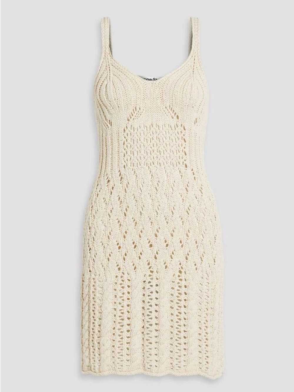 Acne Studios Cream Crochet Knit Swim Coverup Dress
